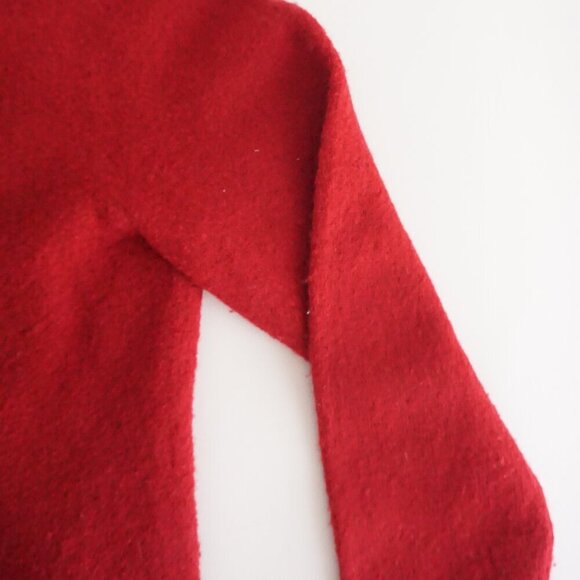 Vintage Christopher Banks Red Knit Floral Beaded 100% Wool Zip Up Sweater L - Picture 11 of 12